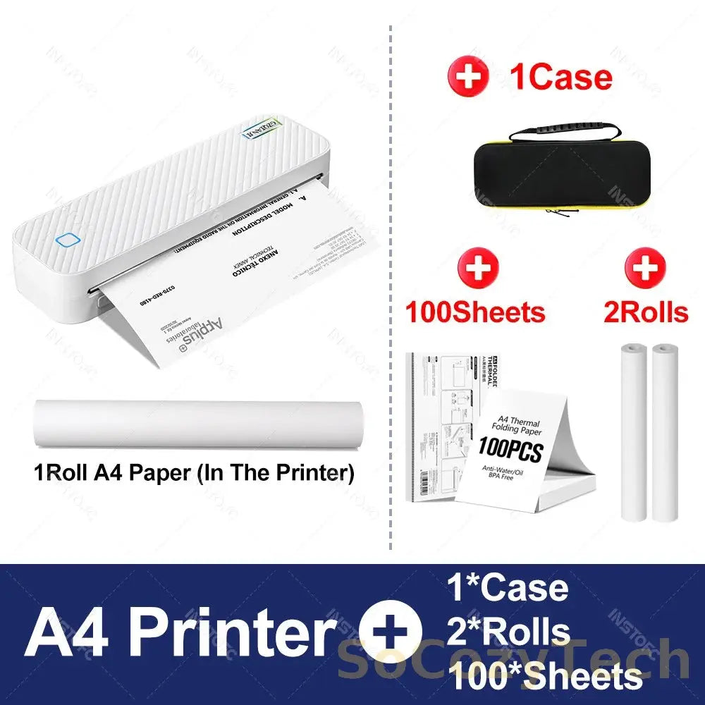 Portable Imprimante Thermique A4 Bluetooth – Photos & Documents PDF Socosytech