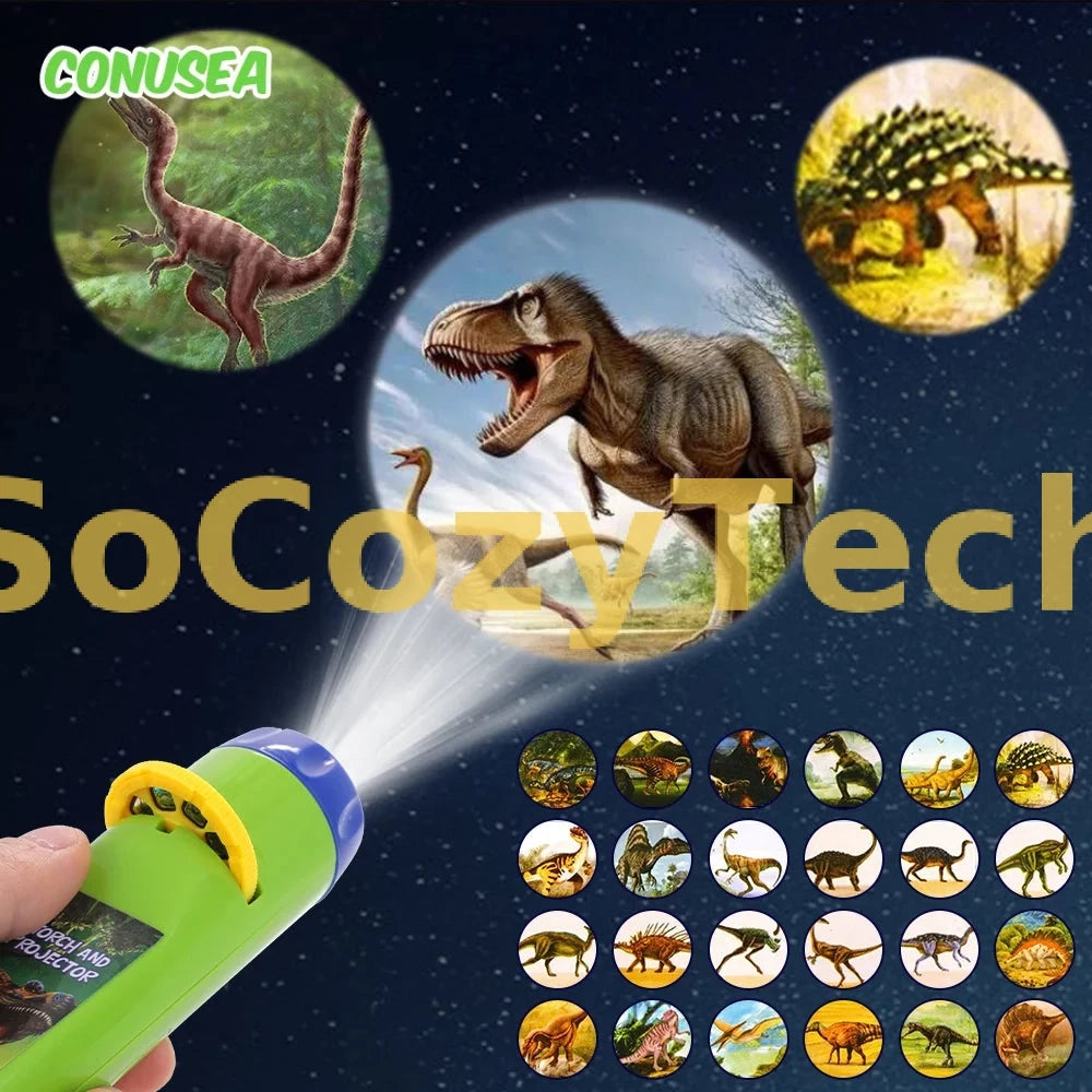 Projecteur d'Images Éducatif pour Enfants – Torche LED avec Disques (Animaux / Dinosaures / Espace) Socosytech