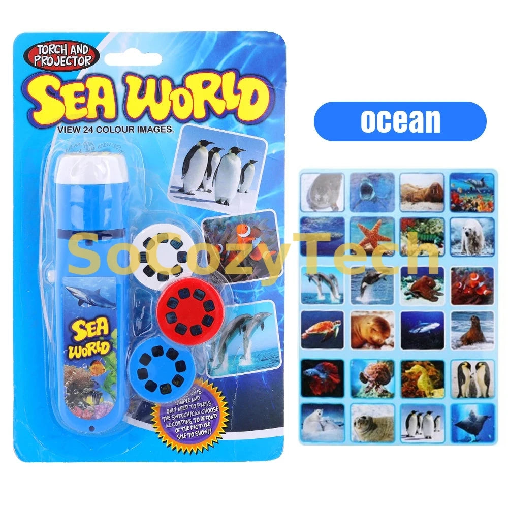 Projecteur d'Images Éducatif pour Enfants – Torche LED avec Disques (Animaux / Dinosaures / Espace) Socosytech