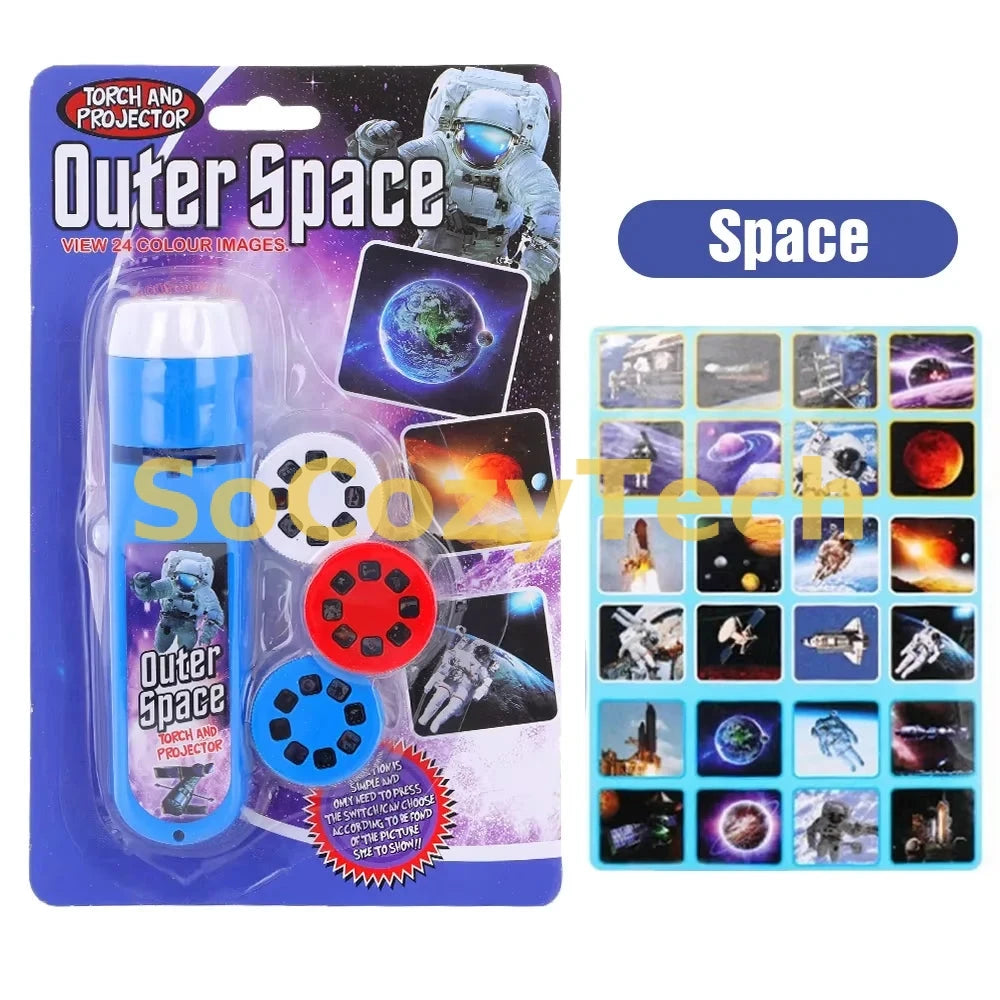 Projecteur d'Images Éducatif pour Enfants – Torche LED avec Disques (Animaux / Dinosaures / Espace) Socosytech