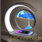 Quicksand Table Lamp USB Wireless Charging Desk Lamp 3D Hourglass Ornaments Sand Painting Night Light for Office Room Decoration Socosytech