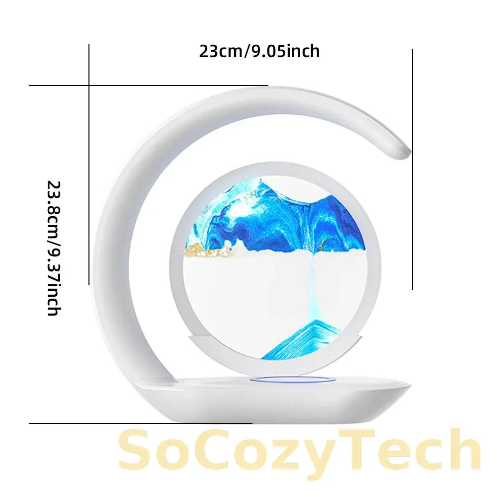 Quicksand Table Lamp USB Wireless Charging Desk Lamp 3D Hourglass Ornaments Sand Painting Night Light for Office Room Decoration Socosytech