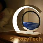 Quicksand Table Lamp USB Wireless Charging Desk Lamp 3D Hourglass Ornaments Sand Painting Night Light for Office Room Decoration Socosytech