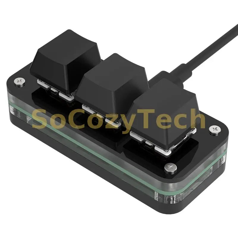 RGB 3 Keys Macro Programming Mini Keyboard for Photoshop Gaming Hotswap Programming Keypad Copy Paste Mini Button Macropad Socosytech