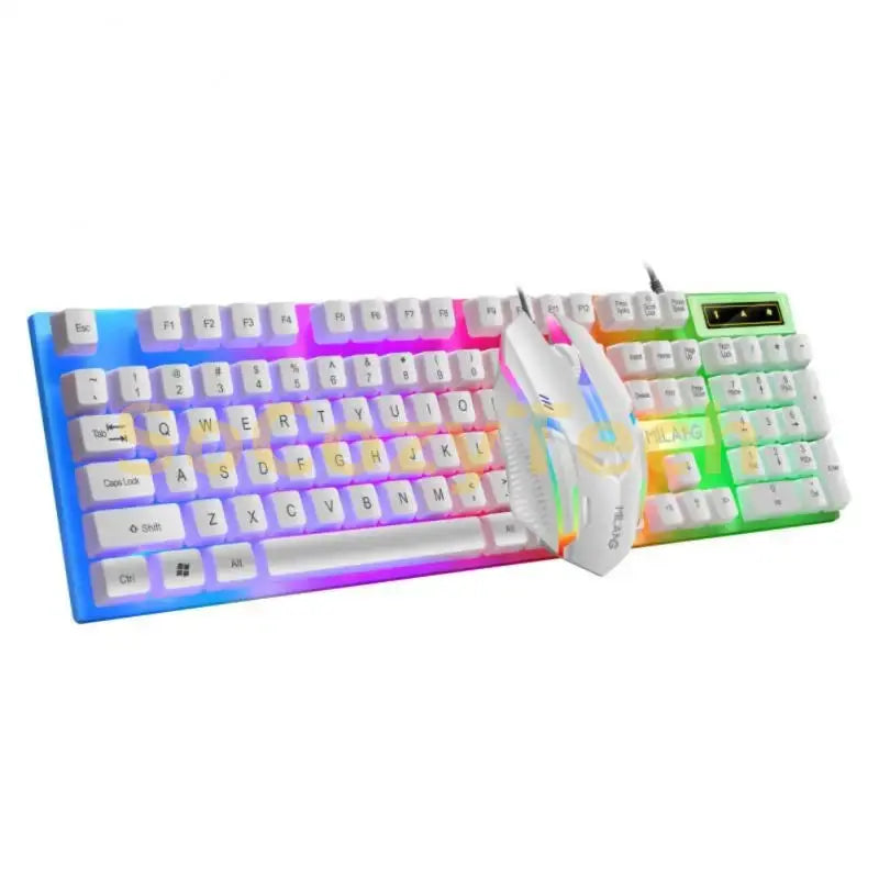 Rainbow Backlit Wired Keyboard and Mouse,Floating Keycap Strong, Wear-resistant,  Comfortable Feel Keyboard for Business Office Socosytech
