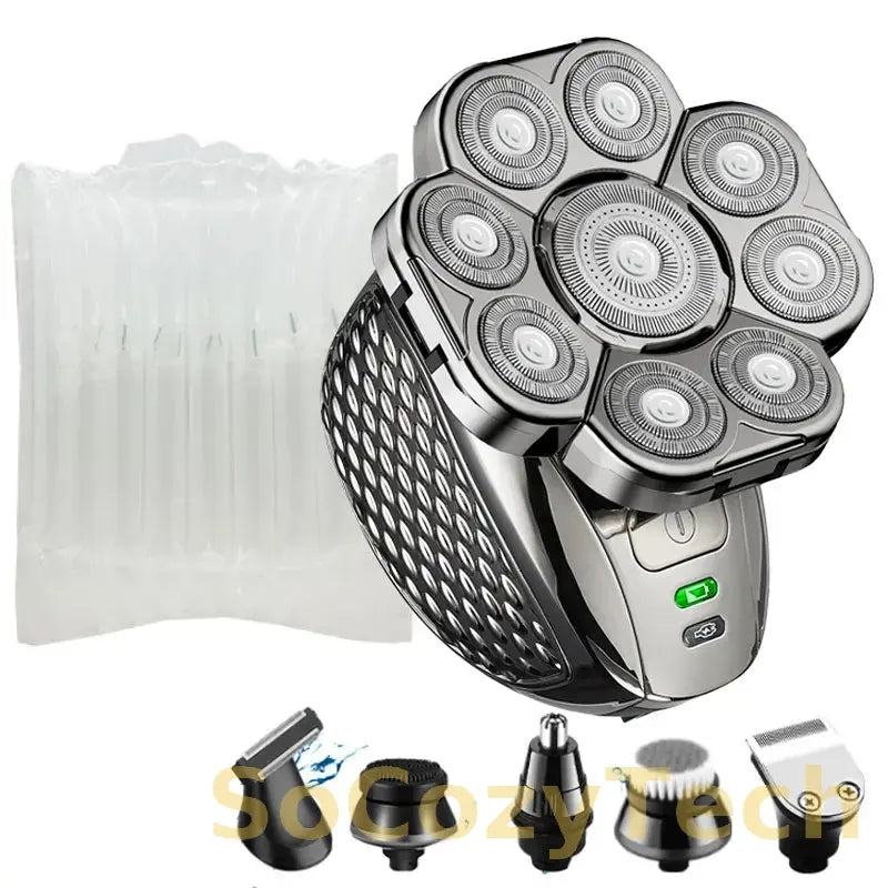 Rasoir Crâne 9 Têtes 6-en-1 – Waterproof & Rechargeable Socosytech