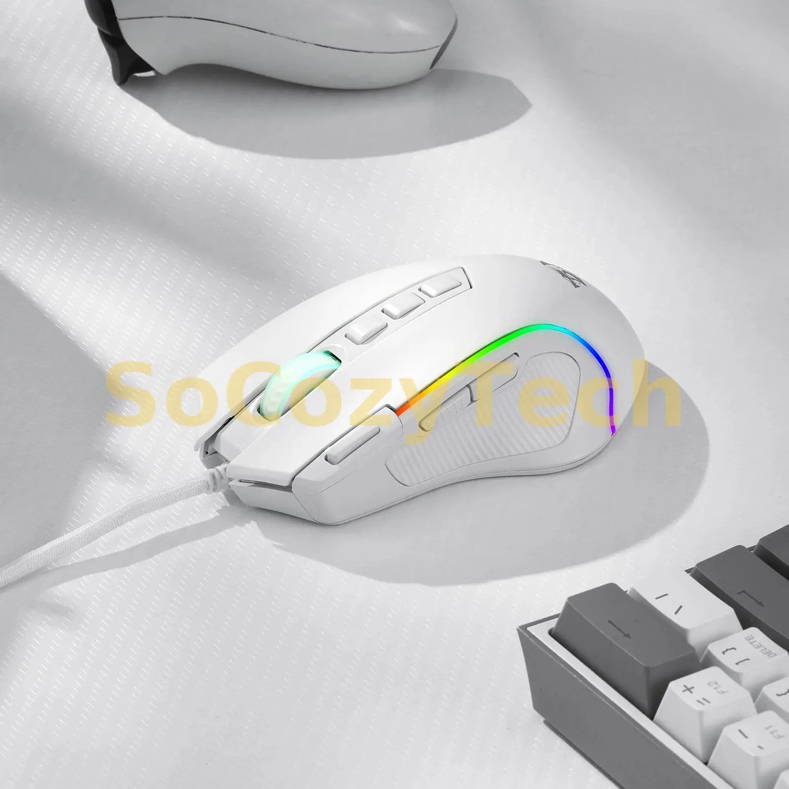 Redragon M612 Predator RGB Gaming Mouse 8000 DPI Wired Optical with 11 Programmable Buttons, White Socosytech