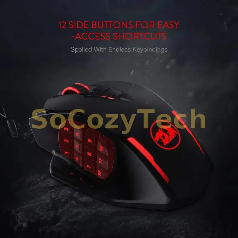Redragon M913 Gaming 16000 DPI Wired 2.4Ghz Wireless RGB Optical Gamer Mice 16 Programmable Buttons, Black/White Mouse Socosytech