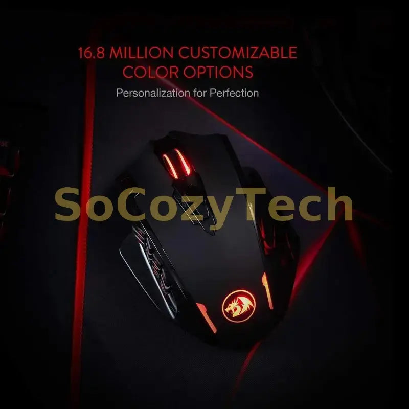 Redragon M913 Gaming 16000 DPI Wired 2.4Ghz Wireless RGB Optical Gamer Mice 16 Programmable Buttons, Black/White Mouse Socosytech