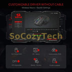 Redragon M913 Gaming 16000 DPI Wired 2.4Ghz Wireless RGB Optical Gamer Mice 16 Programmable Buttons, Black/White Mouse Socosytech