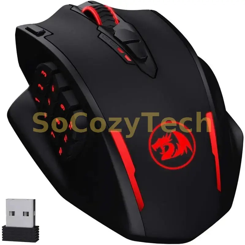 Redragon M913 Gaming 16000 DPI Wired 2.4Ghz Wireless RGB Optical Gamer Mice 16 Programmable Buttons, Black/White Mouse Socosytech