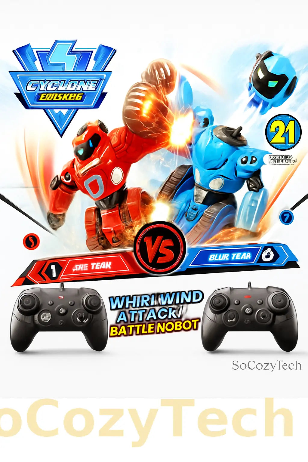 Robot Combat Télécommandé Duo – Boxe & Football RC pour Enfants Socosytech