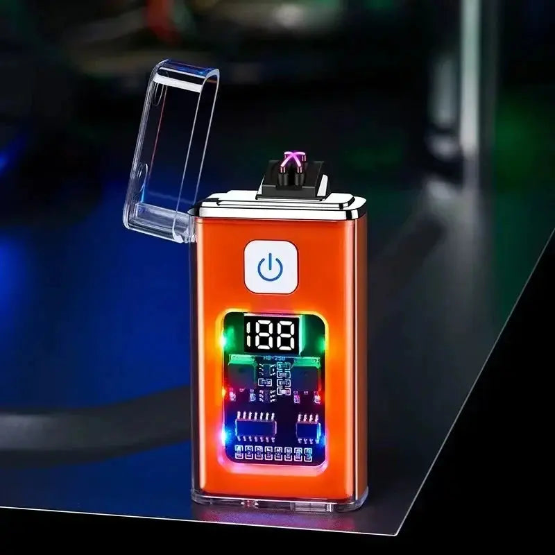 Briquet Plasma USB Arc Double – Allumage Électronique Rechargeable, Anti-Vent, Affichage LED (HB258) Socosytech