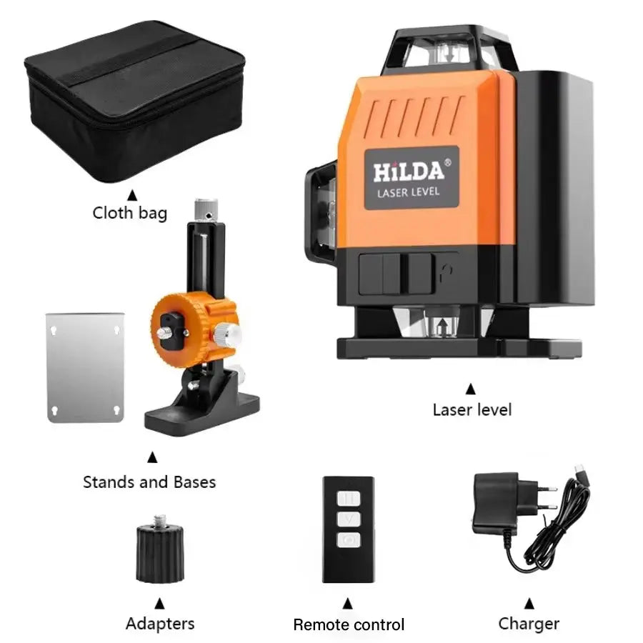 Niveau Laser HILDA 3D/4D – 12/16 Lignes Vertes 360° Auto-Nivelant - Socosytech