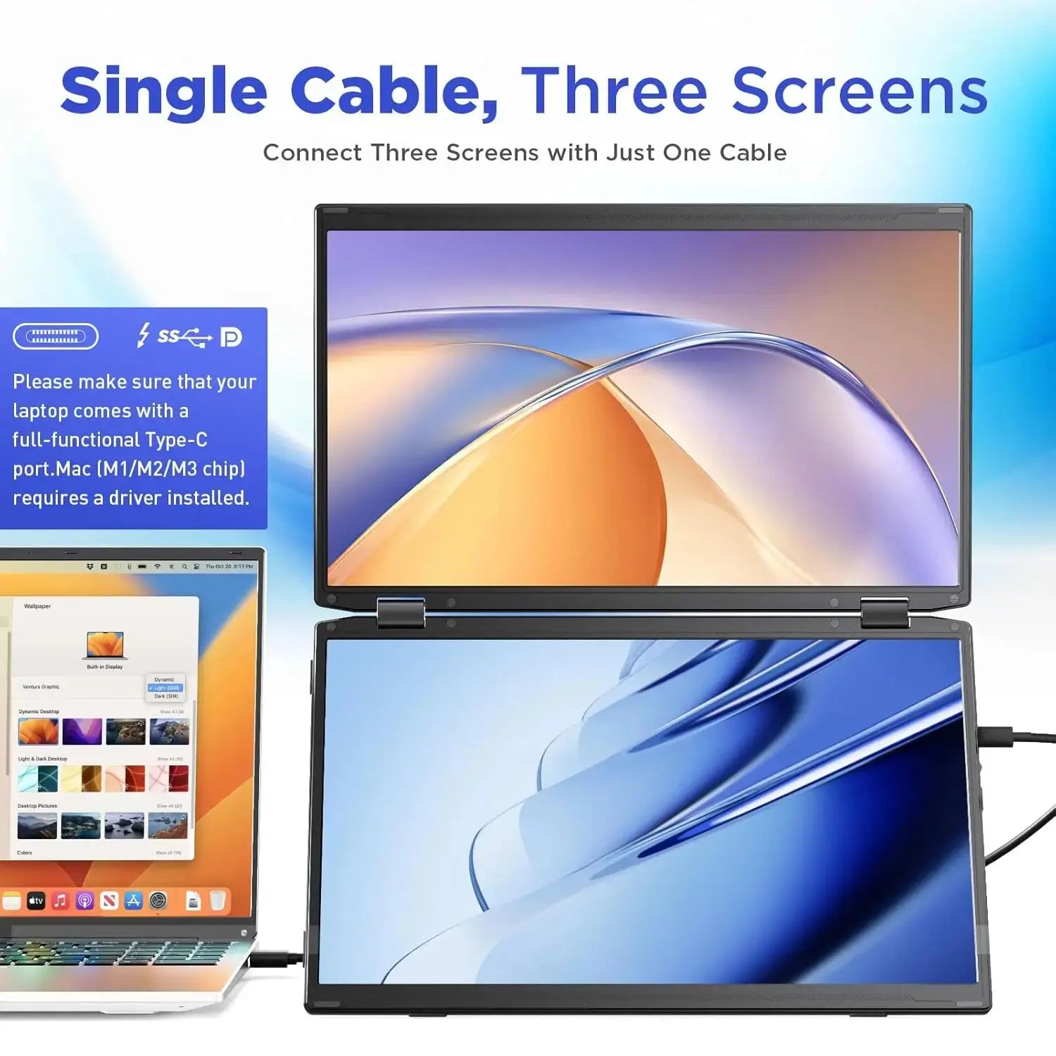 Écran Portable UPERFECT Delta 15.6" – Double Affichage 1080p, IPS, HDR - Socosytech