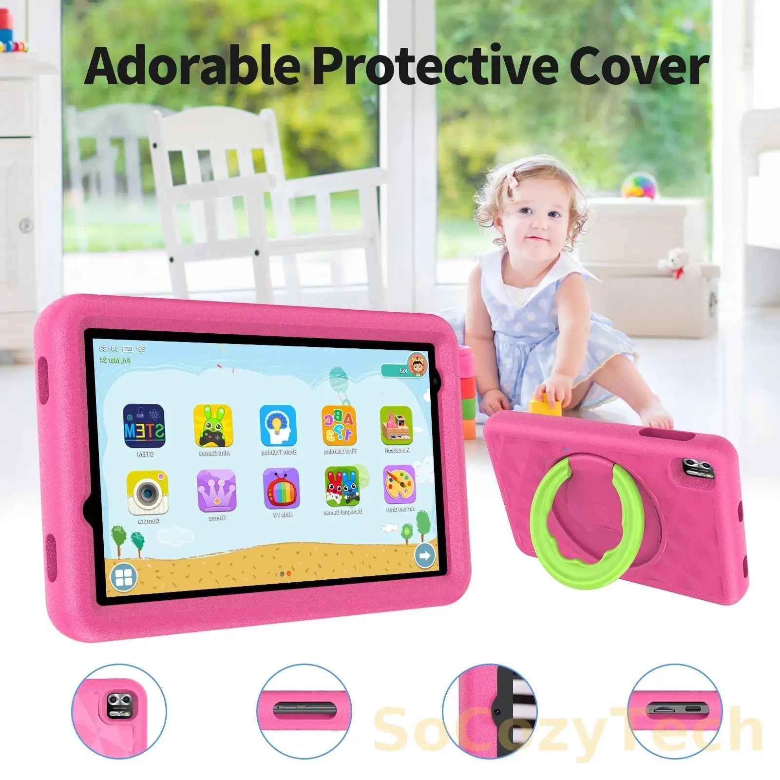 Tablette Enfant 8" Android 13 – RAM 8GB (4+4) + 64GB, WiFi, Contrôle Parental Socosytech