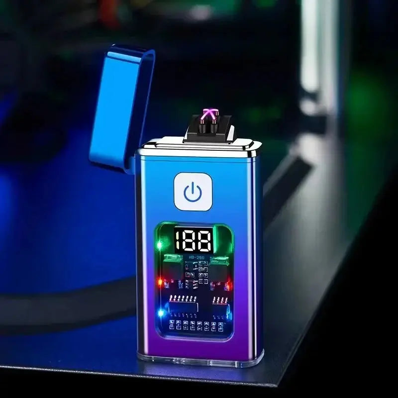 Briquet Plasma USB Arc Double – Allumage Électronique Rechargeable, Anti-Vent, Affichage LED (HB258) Socosytech