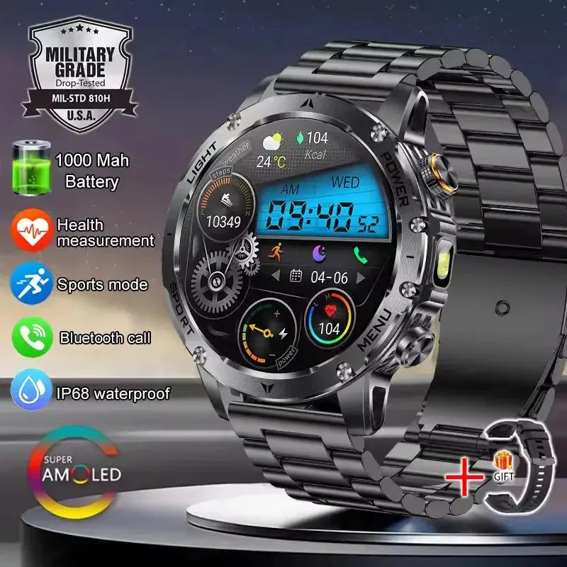 T-Rex 3 – Montre Connectée Military Grade AMOLED 1.75’’ GPS & Appels Bluetooth – 1000 mAh – IP68 - Socosytech