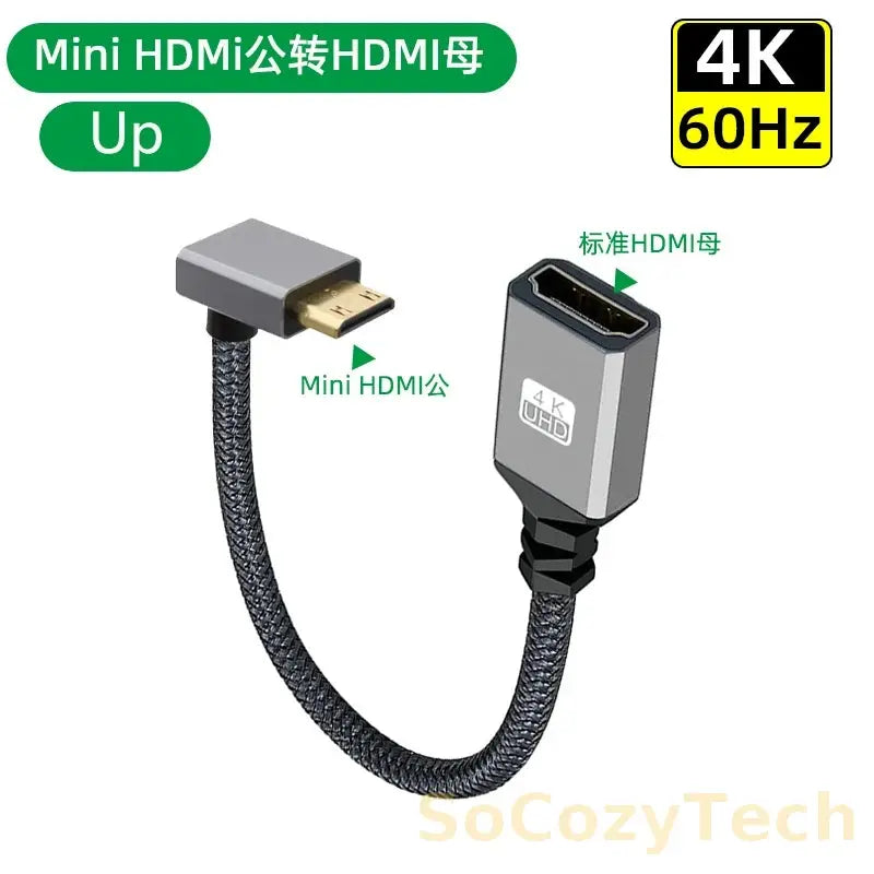 4K60Hz HDMI-Compatible Male To Female Extension Cable Micro/Mini HDMI-Compatible adapter Extender Wire Cord left/right/up/down Socosytech