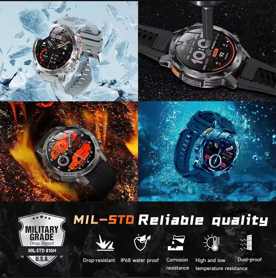 T-Rex 3 – Montre Connectée Military Grade AMOLED 1.75’’ GPS & Appels Bluetooth – 1000 mAh – IP68 - Socosytech