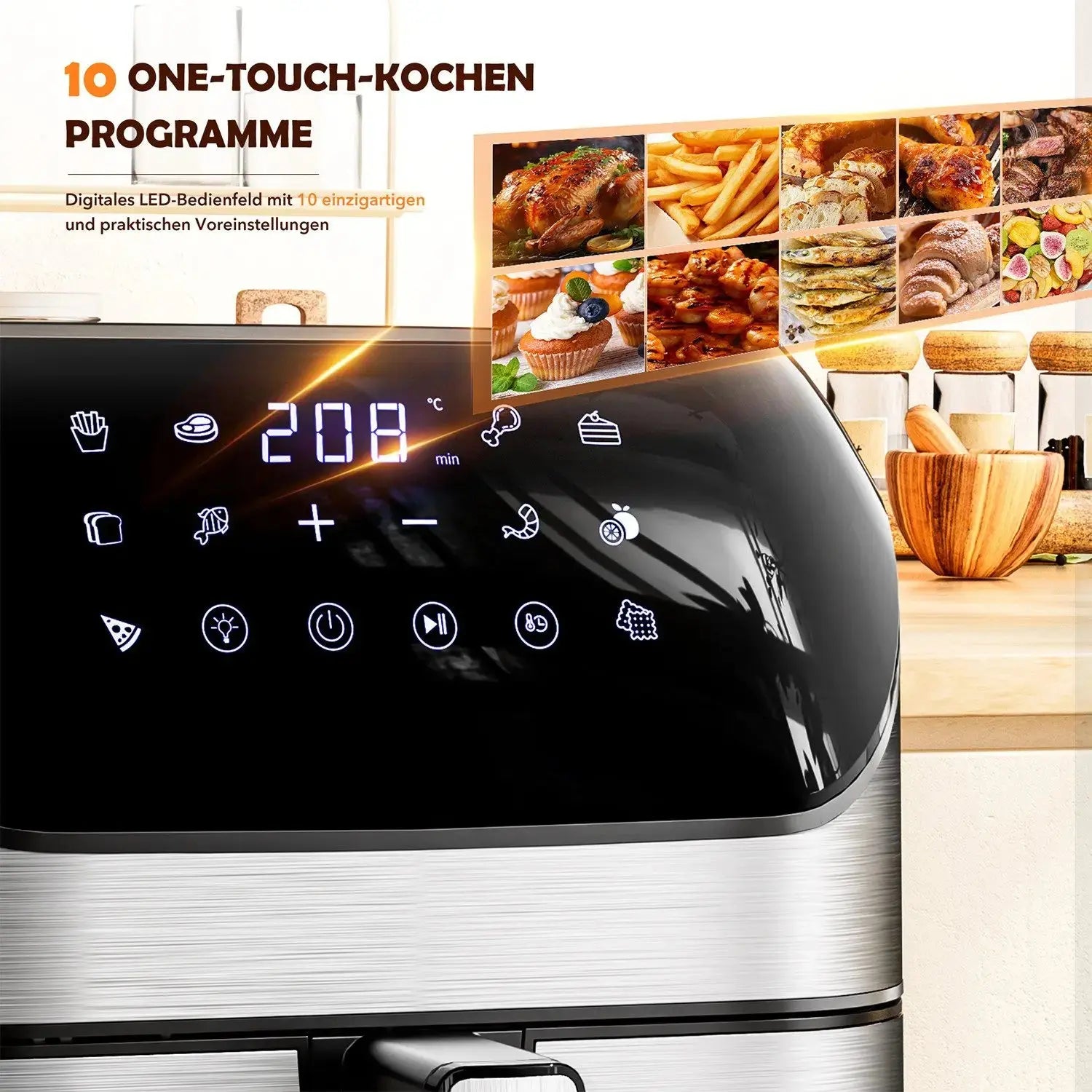 Friteuse à Air Chaud 8 L 1800W–10 Programmes, Cuisson Sans Huile–Oyajia Socosytech
