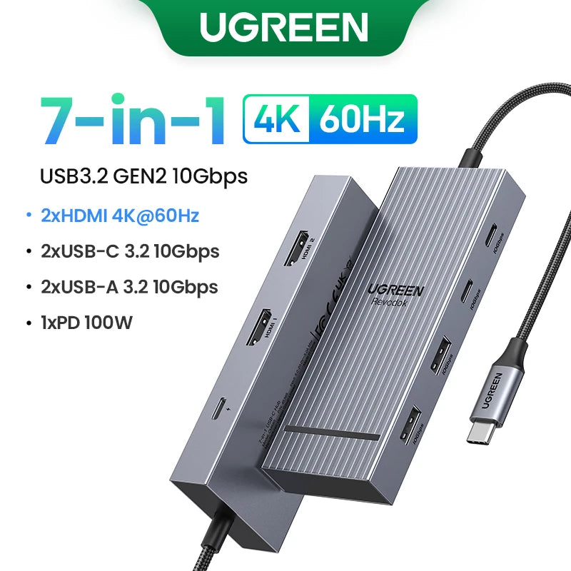 UGREEN Hub USB-C 5–13-en-1 – HDMI 8K / RJ45 10Gbps / USB 3.0 / PD 100W