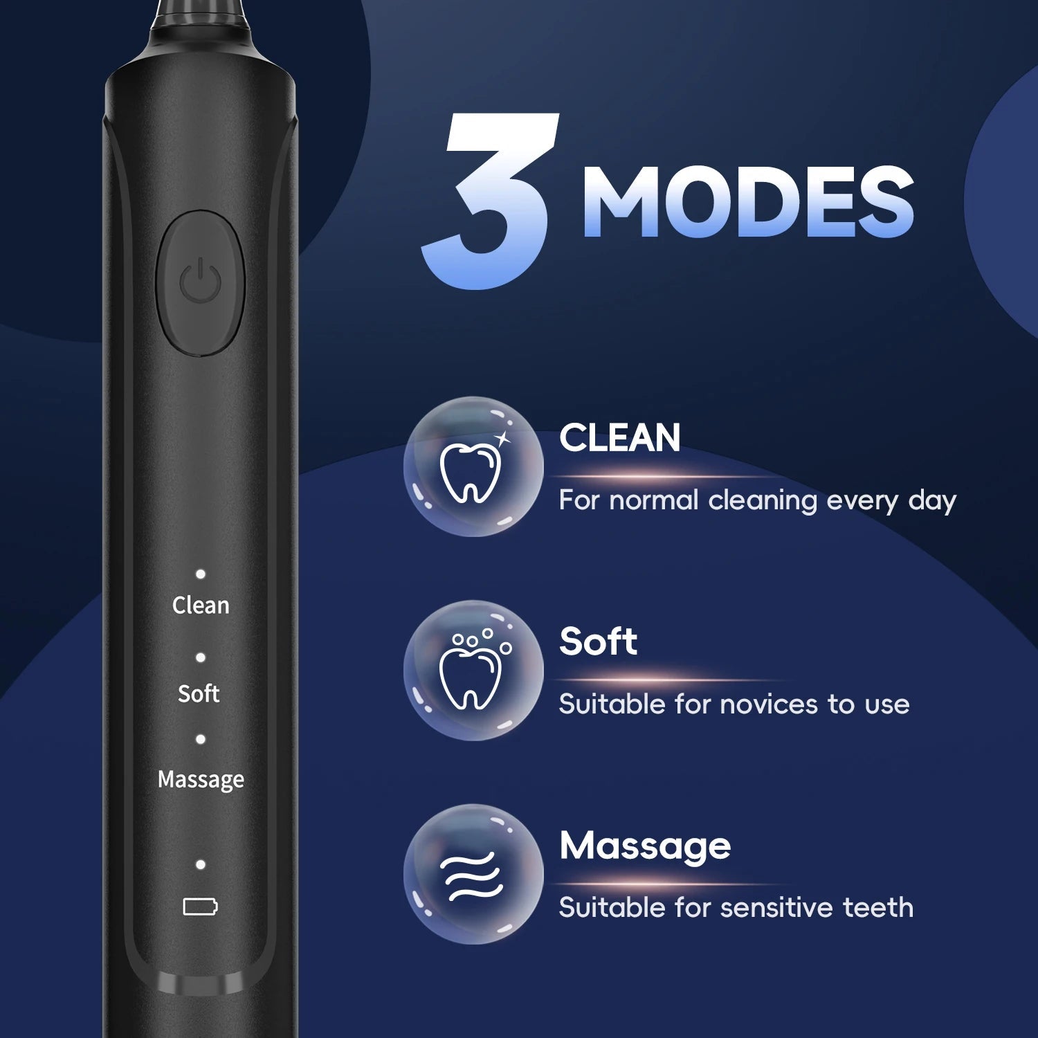 Electric Toothbrush for Adults Rechargeable T37 Sonic Toothbrush with 3 Modes IPX7 Waterproof 40,000 VPM Motor With 4 Brush Head Socosytech