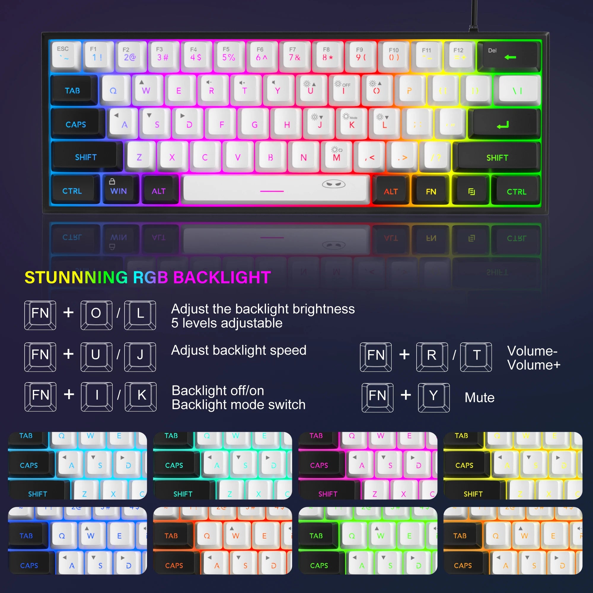 Clavier Gaming 60% RGB – MageGee TS91 (Filaire USB)