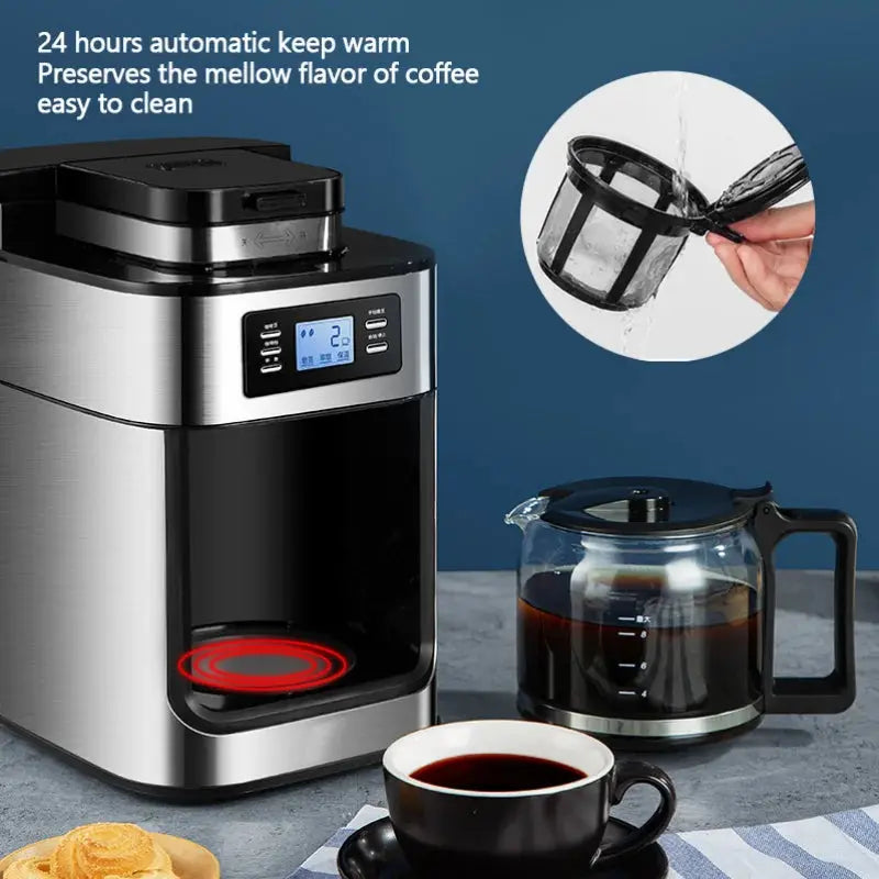 Machine à Café Filtre avec Broyeur Intégré 1000W–DIVIDEER Socosytech