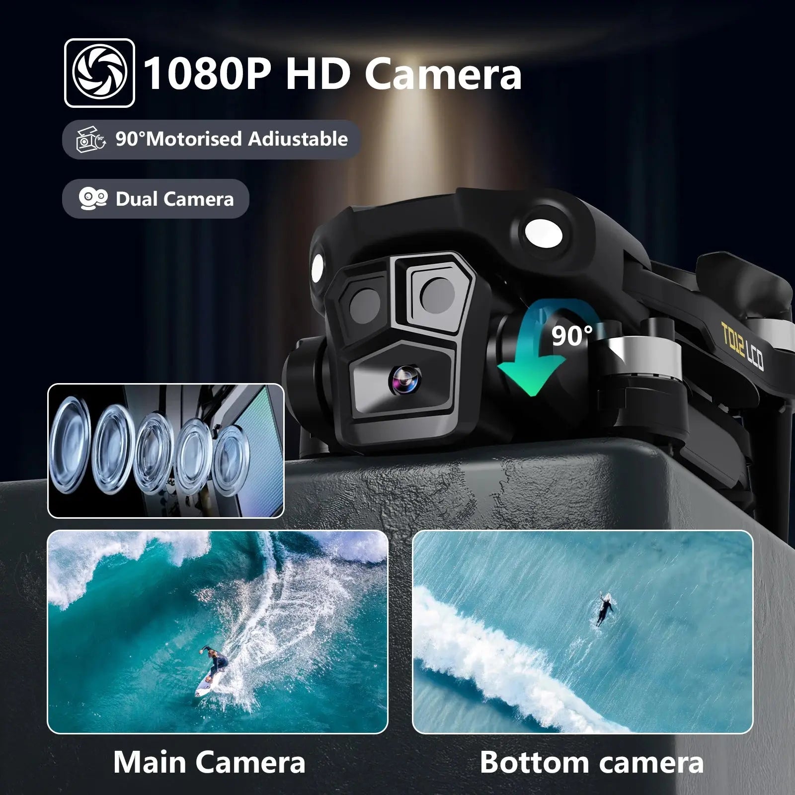 Drone TD12LCD – Caméra 1080p FHD, Moteurs Brushless + Télécommande LCD – Toladrone - Socosytech