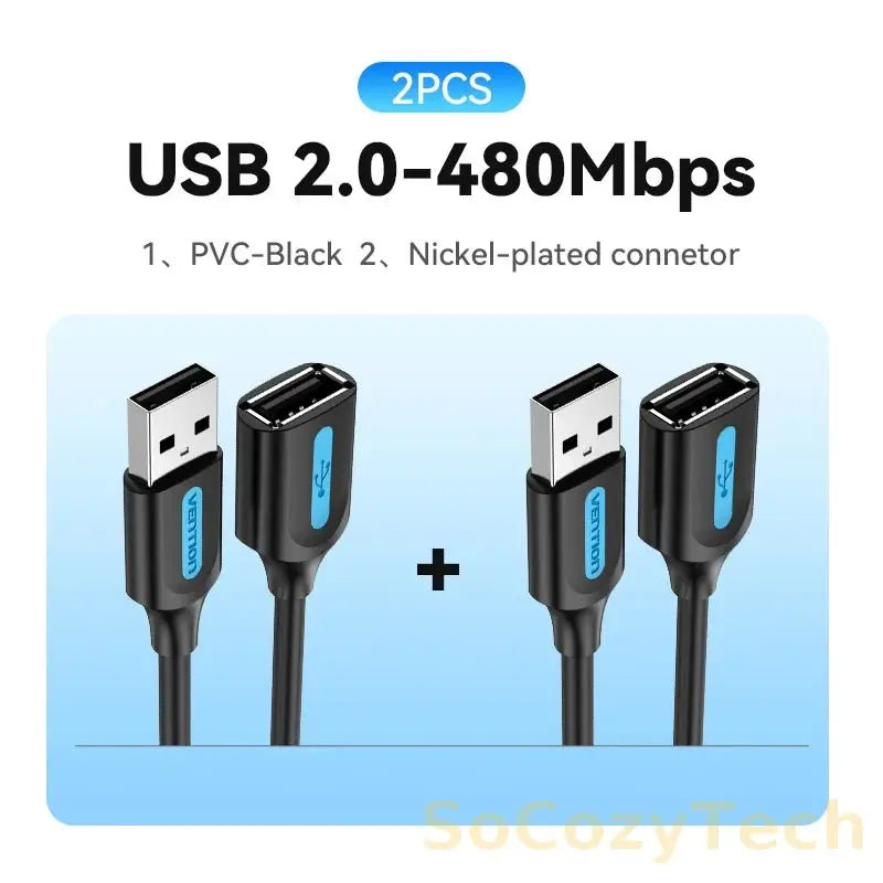 Vention USB 3.0 Extension Cable USB 3.0 2.0 Cable Extender Data Cord for PC Smart TV Xbox One SSD Fast Speed USB Cable Extension Socosytech