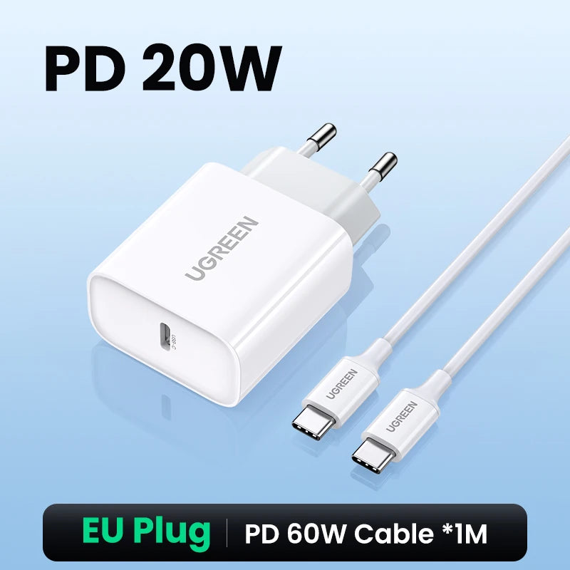 UGREEN Chargeur Rapide 20W – USB-C PD / QC 4.0 – iPhone & Android