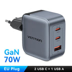 Chargeur GaN 70W Triple Port USB-C / USB-A–Vention Socosytech