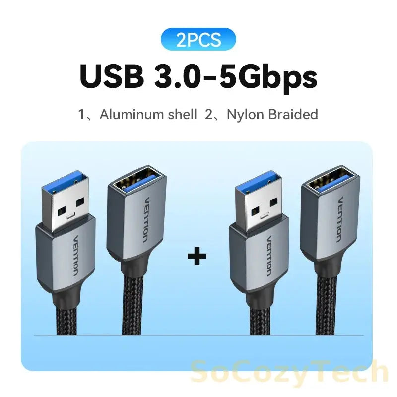 Vention USB 3.0 Extension Cable USB 3.0 2.0 Cable Extender Data Cord for PC Smart TV Xbox One SSD Fast Speed USB Cable Extension Socosytech