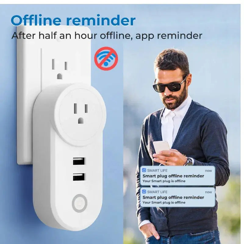 Prise Connectée WiFi 16A avec Double USB | Compatible Alexa, Google Home & Smart Life App SoCozyTech