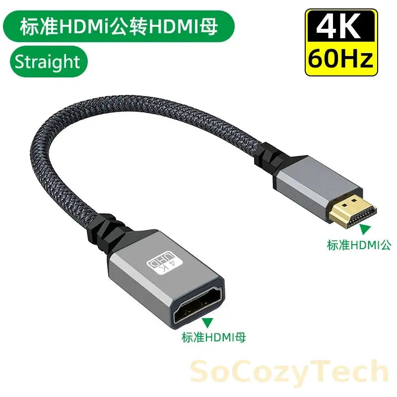 4K60Hz HDMI-Compatible Male To Female Extension Cable Micro/Mini HDMI-Compatible adapter Extender Wire Cord left/right/up/down Socosytech