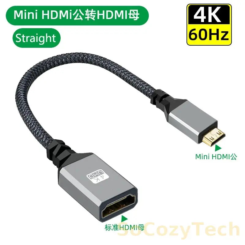 4K60Hz HDMI-Compatible Male To Female Extension Cable Micro/Mini HDMI-Compatible adapter Extender Wire Cord left/right/up/down Socosytech