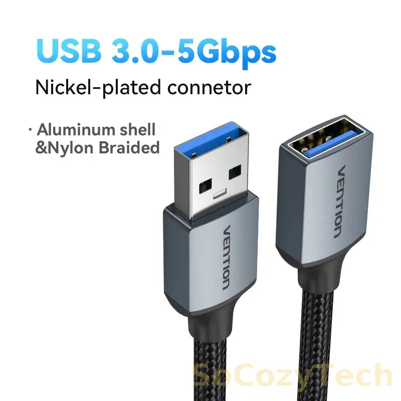 Vention USB 3.0 Extension Cable USB 3.0 2.0 Cable Extender Data Cord for PC Smart TV Xbox One SSD Fast Speed USB Cable Extension Socosytech