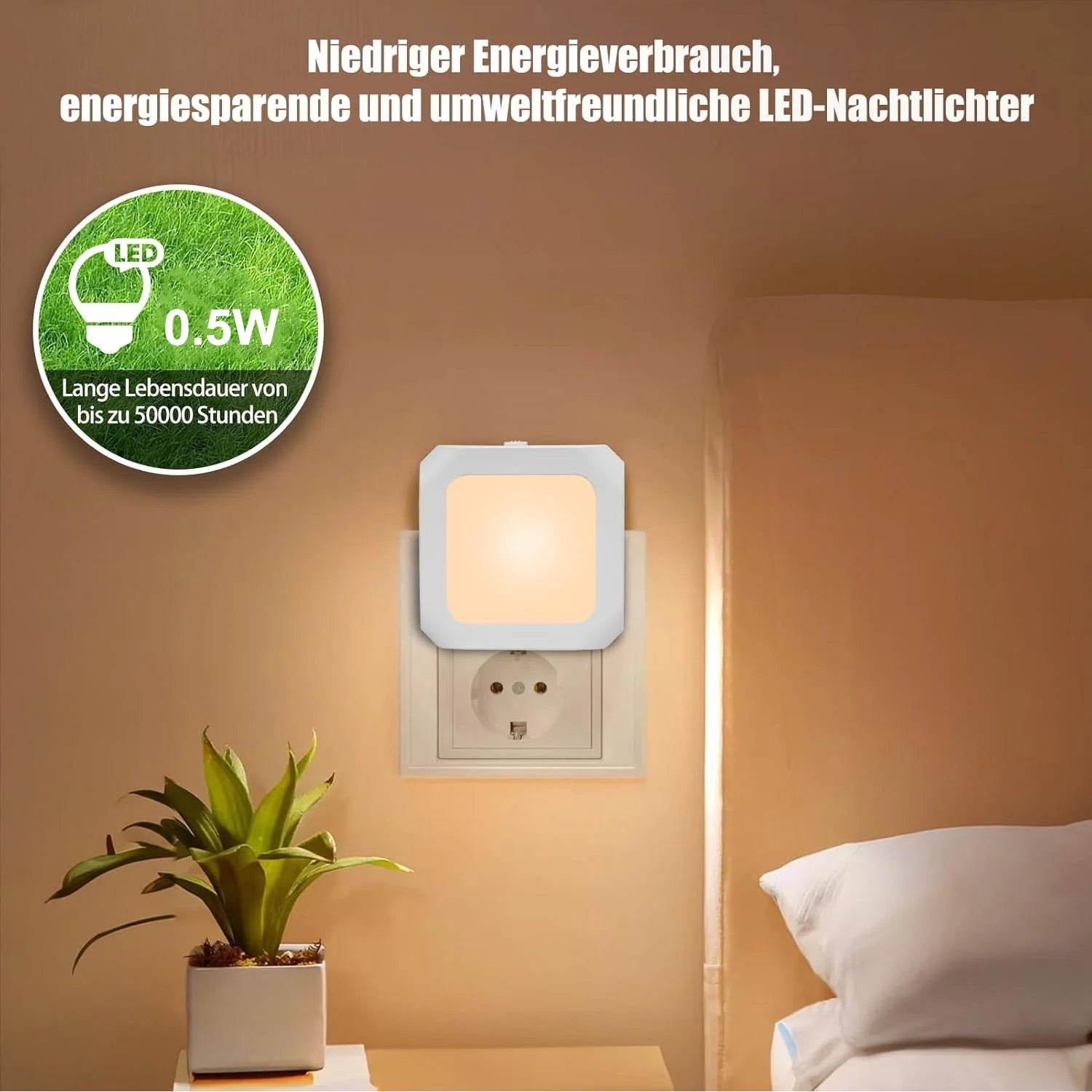 Veilleuse LED Automatique 0.5W – Capteur Nuit/Jour – Lumière Chaude | Socosytech