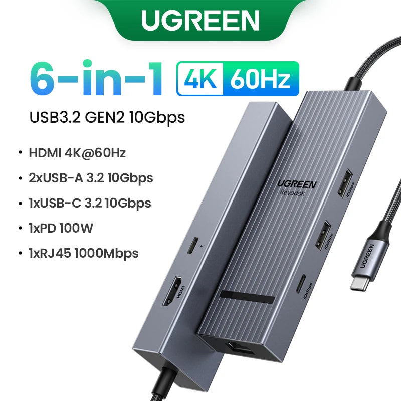 UGREEN Hub USB-C 5–13-en-1 – HDMI 8K / RJ45 10Gbps / USB 3.0 / PD 100W