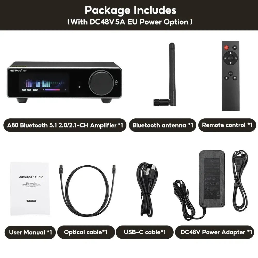 Amplificateur AIYIMA A80 TPA3255 – DAC Bluetooth 5.1 Hi-Res 2×300W Socosytech