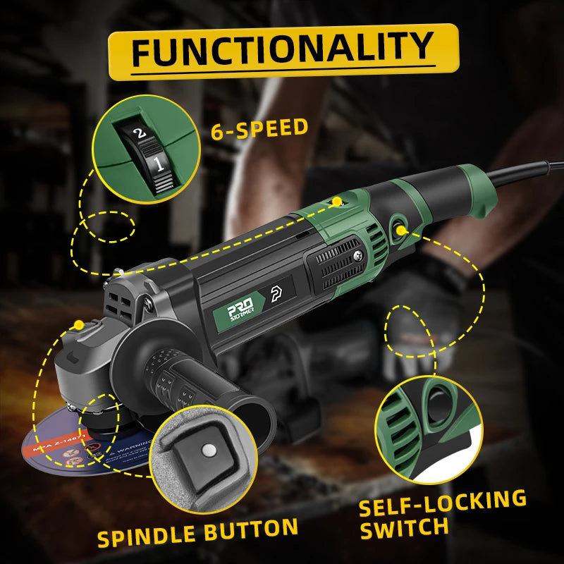 Meuleuse d’Angle 1250W – Vitesse Variable 4000–11000 RPM | PROSTORMER