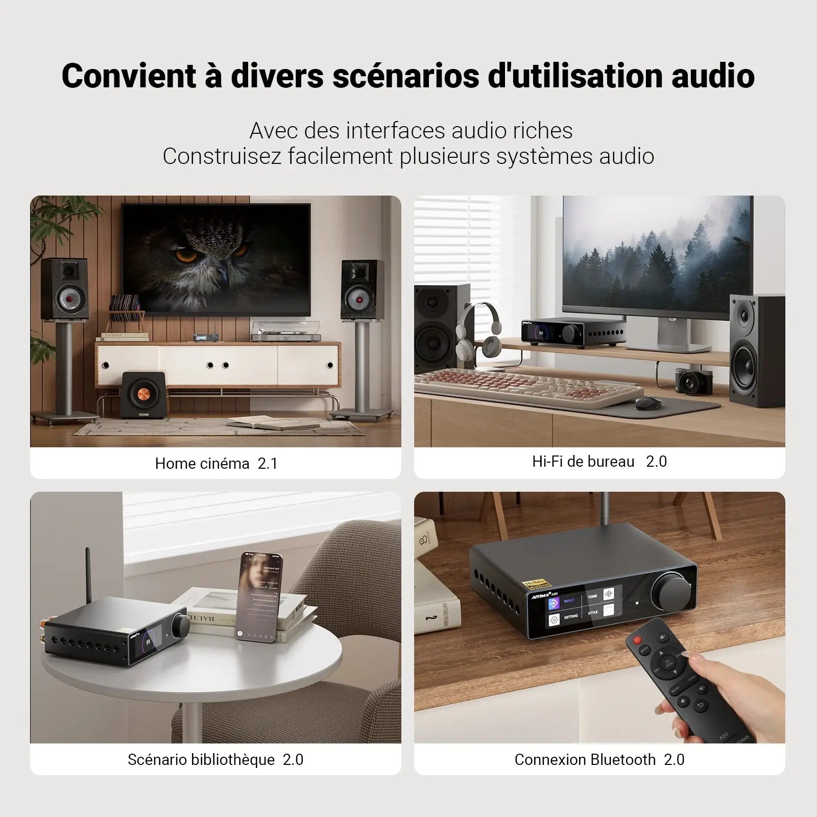 Amplificateur AIYIMA A80 TPA3255 – DAC Bluetooth 5.1 Hi-Res 2×300W Socosytech