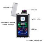 Briquet Plasma USB Arc Double – Allumage Électronique Rechargeable, Anti-Vent, Affichage LED (HB258) Socosytech