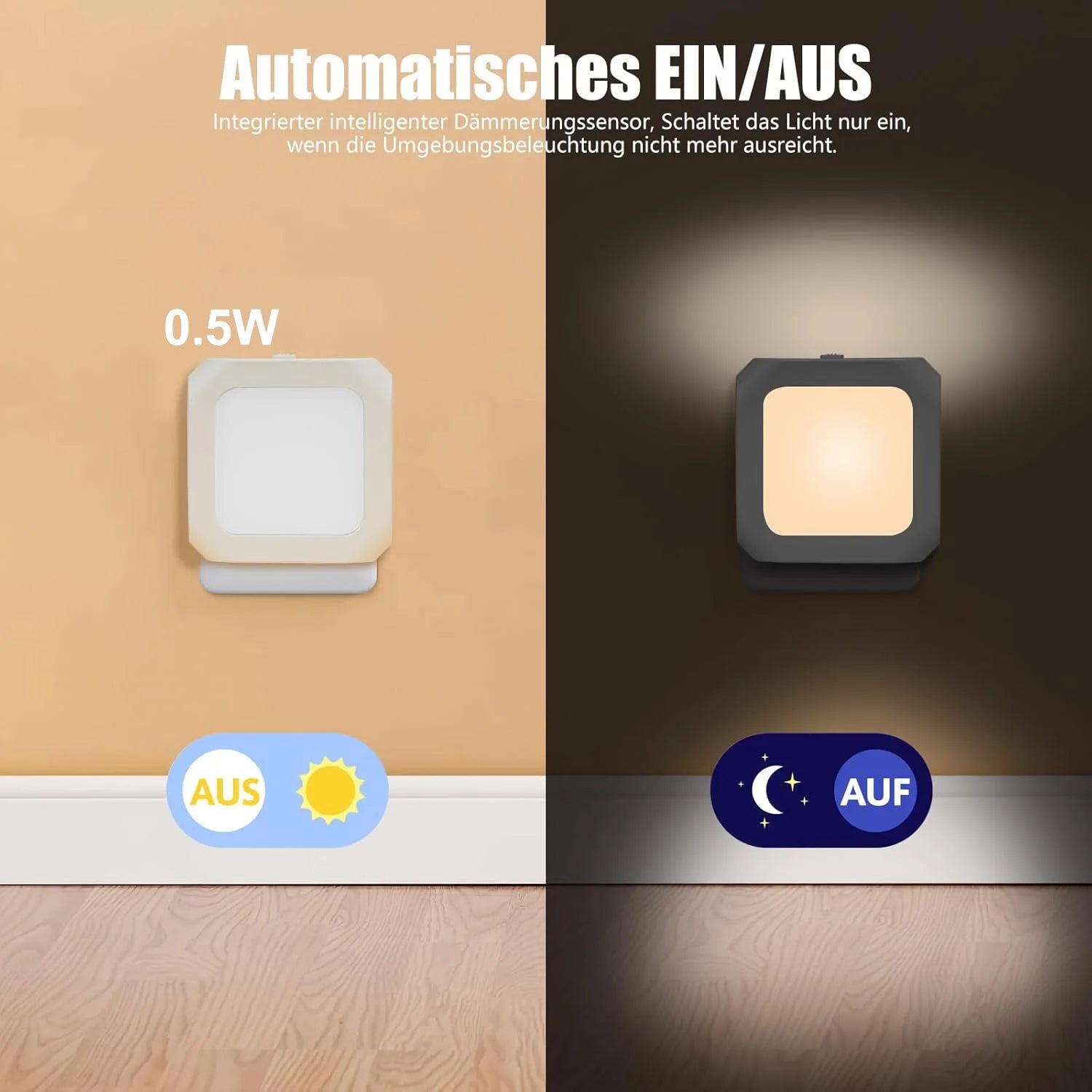 Veilleuse LED Automatique 0.5W – Capteur Nuit/Jour – Lumière Chaude | Socosytech