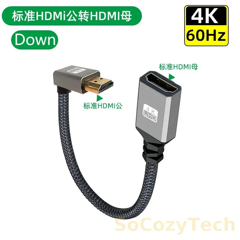 4K60Hz HDMI-Compatible Male To Female Extension Cable Micro/Mini HDMI-Compatible adapter Extender Wire Cord left/right/up/down Socosytech