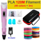 Stylo 3D + Kit Filaments PLA – Enfants & Créatifs – 100M/120M – USB/EU – YunlinLi (voir option ci dessous) - Socosytech