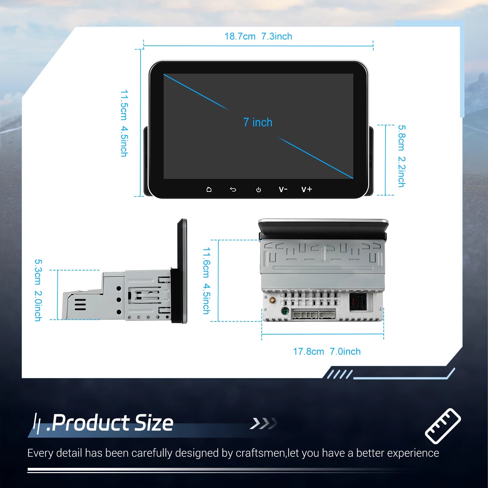Autoradio Android 13 1 DIN 7” CarPlay Sans Fil GPS WiFi 2+32Go – Podofo