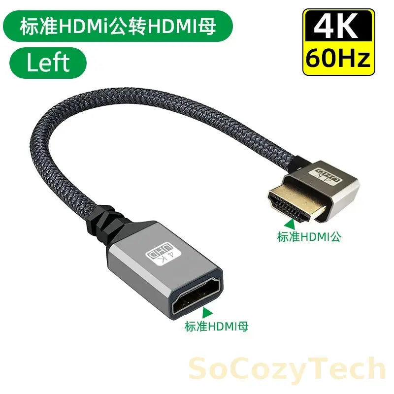 4K60Hz HDMI-Compatible Male To Female Extension Cable Micro/Mini HDMI-Compatible adapter Extender Wire Cord left/right/up/down Socosytech
