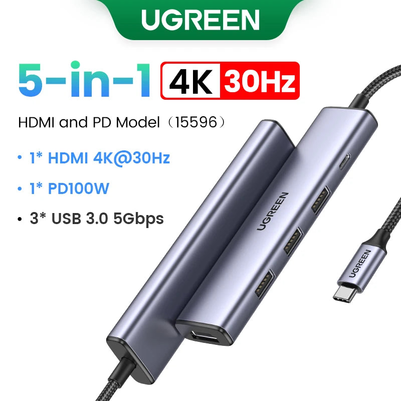 UGREEN Hub USB-C 5–13-en-1 – HDMI 8K / RJ45 10Gbps / USB 3.0 / PD 100W